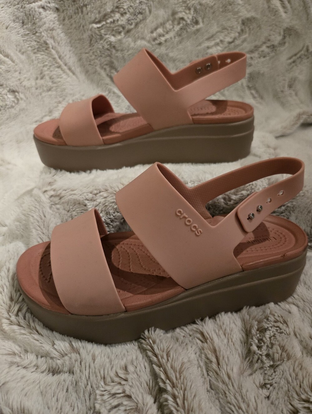 New! Crocs Brooklyn Low Wedge Platform Sandal Terracotta Pink [Women 7] Light